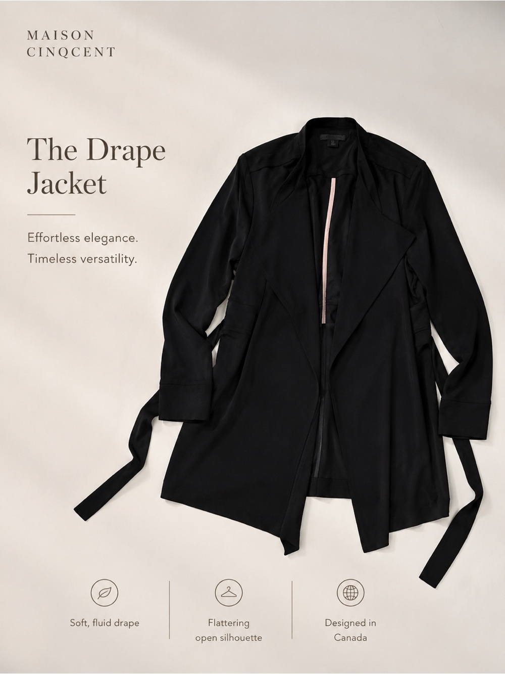 Maison CinQcent The Drape Jacket - Black